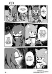 angel_island blush blush_lines clothed clothing footwear forest gloves handwear male manga_style partially_clothed plant shoes speech_bubble text tree codyf0xx sega sonic_the_hedgehog_(series) knuckles_the_echidna sonic_the_hedgehog echidna eulipotyphlan hedgehog mammal monotreme absurd_res comic english_text greyscale hi_res monochrome