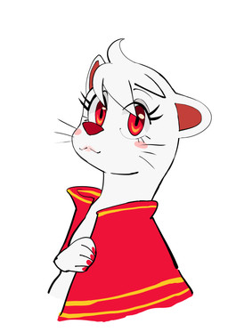 cape clothing colored_nails fur nails red_eyes smile smiling_at_viewer white_body white_fur tentakustar shoko_(devsgdg) mammal mustelid otter hi_res