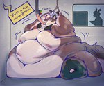 anthro belly belly_expansion big_belly big_cheeks bloated bound expansion force_feeding forced hands_above_head hose_in_mouth huge_belly huge_moobs hyper hyper_belly immobile male morbidly_obese morbidly_obese_anthro morbidly_obese_male navel nipples obese obese_anthro obese_male overweight overweight_anthro overweight_male pink_nipples sitting solo stuffing tube_feeding holidaysoftfox holiday_(holidaysoftfox) canid canine fox mammal hi_res