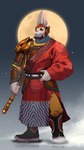 anthro armor asian_clothing chinese chinese_clothing clothed clothing east_asian_clothing facial_hair full_moon hair hanfu lamellar_armor male moon solo yanxijun asian_mythology chinese_mythology east_asian_mythology mythology lagomorph leporid mammal rabbit 4k 9:16 absurd_res hi_res