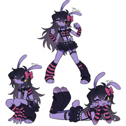 anthro black_hair female female/female fur hair long_hair purple_body purple_fur thick_thighs catdino glitch_productions the_amazing_digital_circus gooseworx's_post-transition_jax_design jax_(tadc) lagomorph leporid mammal rabbit 1:1 hi_res