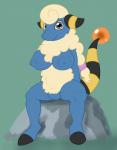 anthro anthrofied areola big_breasts biped blue_eyes bovid breasts caprine casual_nudity erect_nipples female fur generation_2_pokemon genitals grey_eyes hi_res looking_at_viewer mammal mareep nintendo nipples nude pokemon pokemon_(species) pokemorph posexe pussy simple_background sitting smile solo spread_legs spreading white_body white_fur wool_(fur)