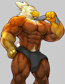abs anthro barazoku beak biceps big_muscles brown_body bulge feathers male muscular muscular_anthro muscular_male pecs solo tan_body vein veiny_muscles white_body mixterart accipitrid accipitriform avian bald_eagle bird eagle sea_eagle absurd_res hi_res