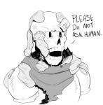 bone clothing cross-popping_vein footwear legwear not_furry scarf simple_background skeleton socks solo text vein white_background jazzycat undertale undertale_(series) papyrus_(undertale) animated_skeleton humanoid undead english_text monochrome reaction_image