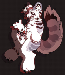 anthro black_body black_fur blood bodily_fluids brain claws ear_piercing facial_piercing fangs fluffy fluffy_tail fur gore grey_body grey_fur hair looking_at_viewer male organs piercing solo striped_body stripes tail teeth white_body white_eyes white_fur ratsguts cryotaiga felid hybrid mammal pantherine snow_leopard tiger hi_res