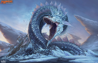 ambiguous_gender blue_body blue_eyes blue_scales canoe clothing day feral feral_focus gloves group handwear ice jacket male open_mouth outside scales sharp_teeth size_difference solo_focus surprised teeth topwear vehicle water watercraft brian_valeza hasbro magic:_the_gathering wizards_of_the_coast human mammal sea_serpent 2024 hi_res official_art