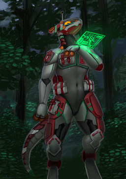 detailed_background forest machine male night outside plant solo tail tree rhaenjarr android robot synth_(vader-san) 2023 digital_media_(artwork)