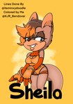 breasts cleavage clothed clothing female half-closed_eyes looking_at_viewer narrowed_eyes smile smiling_at_viewer smirk smirking_at_viewer solo text thick_thighs kjr_whatever minxydoodle sega sonic_the_hedgehog_(series) fan_character sonic_the_hedgehog kangaroo macropod mammal marsupial colored_sketch english_text hi_res sketch