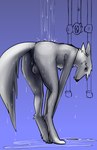 anthro balls bathing butt genitals male presenting presenting_hindquarters shower showering simple_background solo wet topazknight lance_(sonic10175) borzoi canid canine canis domestic_dog hunting_dog mammal sighthound absurd_res hi_res shaded