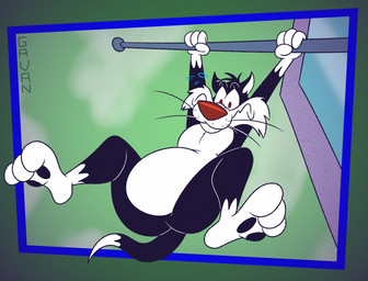 anthro belly black_body black_fur bodily_fluids building butt casual_nudity cheek_tuft dipstick_tail facial_tuft foreshortening fur hanging_on looking_down male markings multicolored_body multicolored_fur pawpads pole red_eyes red_nose sky solo sweat tail tail_markings toony tuft two_tone_body two_tone_fur white_body white_fur worried gavanzude looney_tunes warner_brothers sylvester_(looney_tunes) domestic_cat felid feline felis mammal tuxedo_cat alternate_version_at_paywall digital_drawing_(artwork) digital_media_(artwork) hi_res signature