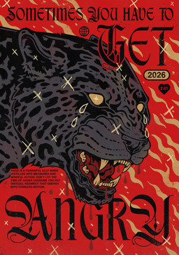 abstract_background ambiguous_gender bodily_fluids fangs feline_ears feral heart_symbol markings open_mouth politics poster_design public_service_announcement red_background simple_background solo spots spotted_markings teardrop tears teeth text x_symbol madison_schubert felid leopard mammal pantherine 2026 absurd_res english_description english_text hi_res