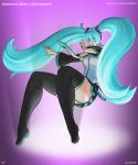 5:6 abstract_background bottomwear clothing english_text female hair hatsune_miku hi_res human human_only jacques00 long_hair mammal not_furry panties skirt solo text underwear vocaloid