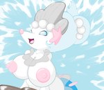 anthro areola big_breasts blue_eyes blue_hair breasts clothing female hair nipples pink_areola pink_nipples solo split_form white_body white_skin lil_scooter56 nintendo pokemon generation_7_pokemon marine merfolk pokemon_(species) primarina