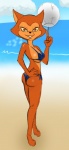 anthro ball ball_on_finger beach bikini clothing cloud detailed_background female outside sand sea seaside sky solo sport swimwear two-piece_swimsuit volleyball_(ball) water metalslayer patrol_03 pamela_bondani domestic_cat felid feline felis mammal