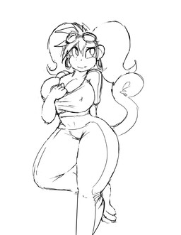 anthro barefoot big_breasts breasts clothing cosplay ear_piercing eyewear feet female goggles piercing pigtails race_queen racing_suit simple_background solo thick_thighs tight_clothing toes white_background wide_hips dracojeff activision crash_bandicoot_(series) crash_team_racing_(series) crash_team_racing_nitro-fueled mario_bros nintendo yoshi's_island fan_character isabella_bandicoot ukiki haplorhine mammal monkey primate black_and_white digital_drawing_(artwork) digital_media_(artwork) line_art monochrome sketch