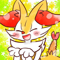 ambiguous_anthro ambiguous_gender anthro biped blush blush_stickers eyes_closed food front_view object_in_tail open_mouth open_smile palms shrimp_(food) smile solo tail annyui0611 nintendo pokemon braixen canid generation_6_pokemon mammal pokemon_(species) 1:1 2023 bust_portrait digital_drawing_(artwork) digital_media_(artwork) hi_res japanese_description portrait translated_description