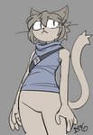 ambiguous_gender anthro bottomless bottomless_anthro clothed clothing featureless_crotch low-angle_view solo durg_(artist) nutbread_the_cat domestic_cat felid feline felis mammal