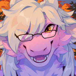 anthro black_clothing black_topwear cheek_tuft clothed clothing eyewear facial_tuft fangs female front_view fur glasses hair horn looking_at_viewer one_eye_closed open_mouth open_smile pink_body pink_fur smile solo teeth topwear tuft white_body white_fur white_hair white_horn yellow_eyes corzh77 mythology dragon furred_dragon furred_scalie mythological_creature mythological_scalie scalie 1:1 bust_portrait hi_res portrait