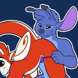 antennae_(anatomy) anthro athletic athletic_anthro athletic_male blue_body blue_fur blue_nose brown_eyes clothed clothing clothing_pull dipstick_antennae duo fur humanoid_hands jockstrap jockstrap_only jockstrap_pull looking_at_butt male male/male multicolored_antennae multicolored_body multicolored_fur outline purple_clothing purple_inner_ear purple_jockstrap purple_underwear red_body red_fur simple_background smile tail telegram_sticker topless transparent_background two_tone_body two_tone_fur underwear underwear_only underwear_pull white_body white_fur white_outline shiuk disney lilo_and_stitch ben300's_experiment fan_character ferlo alien experiment_(lilo_and_stitch) 1:1 alpha_channel digital_drawing_(artwork) digital_media_(artwork) flat_colors