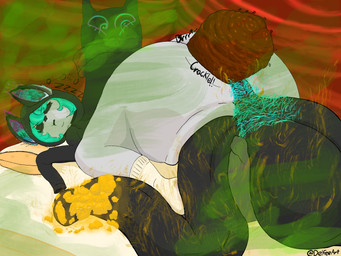 anthro balls bed big_balls big_butt big_penis body_hair butt butt_hair clothing fart fart_cloud fart_fetish feces footwear foreskin furniture genitals green_fart_cloud gynomorph hoodie humanoid_genitalia humanoid_penis intersex long_foreskin mouth_closed musk penis pillow pointy_ears pubes shortstack sleeping smegma socks topwear unretracted_foreskin delfeeart league_of_legends riot_games tencent anon shadow_(lol) vex_(lol) humanoid yordle 4:3 hi_res