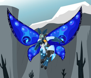 2_toes 4_legs antennae_(anatomy) anthro arthropod_abdomen belt belt_collar big_claws blue_body breasts butte_(landscape) chain chain_leash chest_tuft claws constellation_markings cowbell exoskeleton eyelashes feet female fluffy_antennae flying galaxy glowing glowing_eyes green_eyes grey_body heart_eyes heart_symbol insect_wings leash lepidopteran_wings lipstick long_claws makeup mandibles mountain non-mammal_breasts orbs plant segmented_body smile smiling_at_viewer snow solo spikes spikes_(anatomy) sun toes translucent translucent_body tree tuft turquoise_body wings davespaceman saury_(saureal) arthropod butterfly hybrid insect lepidopteran mantis virupoda_polymorpha absurd_res hi_res lineless