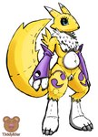 anthro armwear armwear_only breasts bridal_gauntlets bridal_gauntlets_only clothing female mostly_nude plushie pregnant pregnant_anthro pregnant_female solo strategically_placed_hole t3ddyb3ar bandai_namco digimon animate_inanimate canid canine digimon_(species) living_plushie mammal renamon hi_res