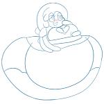 1:1 belly big_belly big_breasts blush breasts clothed clothing dress female ghost hair hand_on_breast heart_eyes heart_symbol huge_belly huge_breasts hyper hyper_belly inflation not_furry quasi quasi-ghost simple_background smile solo spirit sweer-tomato tentacles white_background