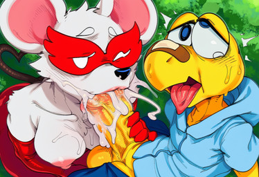 anthro anthro_on_anthro anthro_penetrated anthro_penetrating anthro_penetrating_anthro anthro_penetrating_female armwear balls big_penis blush bodily_fluids bottomless breasts clothed clothing cum cum_in_mouth cum_inside cum_on_face cum_on_penis cumshot duo ejaculation elbow_gloves erection eyewear fellatio female female_anthro female_penetrated fur genital_fluids genitals gesture gloves half-closed_eyes handwear hoodie humanoid_genitalia humanoid_penis interspecies looking_pleasured looking_up male male/female male_penetrating male_penetrating_female mature_anthro mature_female narrowed_eyes nipples open_mouth oral oral_penetration orgasm orgasm_face outside penetration penile penis plant pose red_body red_clothing red_gloves red_handwear saliva sex sweat tail tail_gesture tail_heart tongue tongue_out topwear vein veiny_penis white_body yellow_body hellsonger monkeycheese mario_bros nintendo paper_mario paper_mario:_the_thousand_year_door koops ms._mowz koopa koopa_troopa mammal mouse murid murine reptile rodent scalie colored detailed digital_drawing_(artwork) digital_media_(artwork) shaded