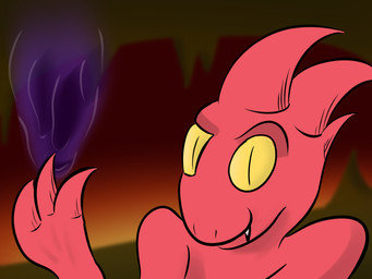claws dark_magic fangs hell horn male not_furry red_body red_skin solo teeth yellow_sclera anonymous_artist satina_(series) fan_character steel_crescent demon 4:3 hi_res