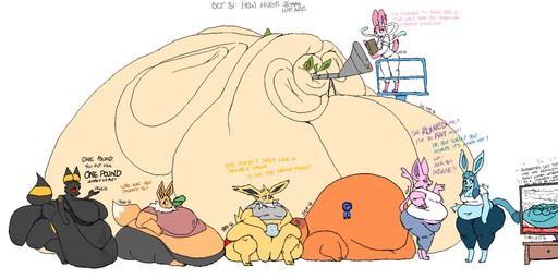 annoyed anthro areola belly big_belly big_breasts big_butt black_body black_eyes blue_body blue_eyes blue_fur blue_sclera bottomwear breaking_the_fourth_wall breasts brown_body brown_eyes brown_fur butt clothed clothing dialogue eating electronics feeding female funnel fur green_body green_fur group huge_belly huge_breasts huge_butt huge_thighs hyper hyper_belly hyper_breasts hyper_butt immobile inflation liquid_inflation markings midriff morbidly_obese morbidly_obese_anthro morbidly_obese_female multicolored_body nipples obese obese_anthro obese_female orange_body orange_fur overweight overweight_anthro overweight_female pink_body pink_fur purple_eyes purple_sclera red_sclera shorts simple_background smile stretch_marks stuffing tan_body tan_fur television text thick_thighs topwear water_inflation weight_gain weight_gain_sequence white_eyes yellow_body yellow_fur zandyzolo nintendo pokemon vi_(zandyzolo) eevee eeveelution espeon flareon generation_1_pokemon generation_2_pokemon generation_4_pokemon generation_6_pokemon glaceon jolteon leafeon pokemon_(species) sylveon umbreon vaporeon 2024 2:1 english_text hi_res