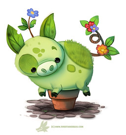 ambiguous_gender beady_eyes black_eyes feral flower humor leaf plant plant_pot pun simple_background solo visual_pun white_background piper_thibodeau domestic_pig elemental_creature flora_fauna mammal suid suine sus_(pig) digital_media_(artwork) digital_painting_(artwork) painting_(artwork)