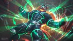 abs ankle_cuffs anthro barazoku biceps black_bodysuit black_clothing black_skinsuit bodysuit bulge cable claws clothing cuff_(restraint) detailed_bulge finger_claws fur glowing glowing_eyes glowing_mouth green_inner_mouth grey_body grey_fur handcuffed handcuffs logo machine_bondage male metal_cuffs metal_jaw metal_mask muscular muscular_anthro muscular_male nipple_outline pawpads pecs red_sclera restraints skinsuit solo tail tight_clothing twitter_handle vein veiny_muscles takahirosi lifewonders live_a_hero monomasa canid canine canis domestic_dog husky mammal nordic_sled_dog spitz 16:9 2025 artist_logo hi_res widescreen