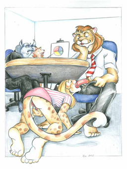anthro anthro_on_anthro blonde_hair bottomless bottomwear clothed clothing duo_focus erection eyes_closed feet fellatio female fingering genitals group hair hindpaw male male/female masturbation open_bottomwear open_clothing open_pants oral oral_penetration pants paws penetration penile penis public_masturbation sex skirt soles stealth_sex tail tail_under_skirt under_table unprofessional_behavior upskirt vaginal vaginal_masturbation kee canid canine felid fox lion mammal pantherine rhinoceros 2002
