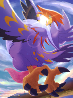 animal_genitalia animal_penis avian_butt avian_feet beak big_penis bodily_fluids claws cloaca cloacal_penis erection feathered_wings feathers feet feral flying foot_focus genital_fluids genitals light looking_at_viewer looking_back male open_mouth penis precum sky skyscape solo sunlight sweat tail tail_feathers talons tapering_penis toe_claws toes tongue wet wet_penis wings vogold nintendo pokemon avian bird mega_evolution mega_staraptor pokemon_(species) 3:4 digital_media_(artwork) hi_res shaded