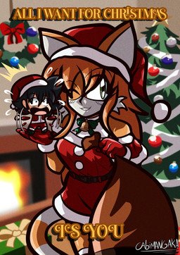 adolescent anime_style anthro asian bell bell_collar black_clothing black_footwear black_hair black_shoes bottomwear brown_eyes building chibi chimney christmas_clothing christmas_decorations christmas_headwear christmas_tree clothing collar costume dress duo fangs female fire footwear fur gloves green_eyes hair handwear hat headgear headwear heterochromia holding_bag holidays house jacket jacket_vest jewelry looking_at_viewer male male/female one_eye_closed orange_body orange_fur orange_hair pants plant red_clothing red_gloves red_handwear red_jacket red_jacket_vest red_topwear red_vest santa_bag santa_coat santa_costume santa_dress santa_hat scared shirt skirt smile tail teeth text topwear tree vest white_body white_clothing white_fur wink winking_at_viewer young cabimangaka christmas project_youth youth_days mahou_yumon ramune_dagwa domestic_cat felid feline felis human mammal absurd_res english_text hi_res shaded signature