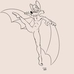 1:1 4_fingers anthro ballet bat belly biped black_and_white black_nose claws dancing digital_drawing_(artwork) digital_media_(artwork) eyebrows fangs featureless_crotch feet finger_claws fingers glance half-closed_eyes hi_res humanoid_feet ichitro line_art looking_at_viewer male mammal megabat midsection monochrome narrowed_eyes navel nude on_one_leg pecs pinup plantigrade pose raised_foot raised_leg smile smiling_at_viewer smug smug_face solo spread_arms spread_wings standing standing_on_toes stevethedragon teeth thick_eyebrows up_on_toes weaselgrease wings