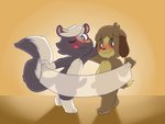 anthro convenient_censorship duo erection genitals male nude penis shadow_play nutty_bo animal_crossing nintendo digby_(animal_crossing) kicks_(animal_crossing) canid canine canis domestic_dog mammal mephitid skunk censored