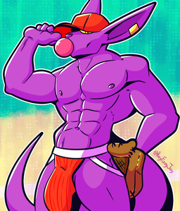 abs anthro baseball_cap baseball_glove clothing hairless hat headgear headwear jockstrap male muscular muscular_anthro muscular_male nipples pecs purple_body simple_background solo underwear fizzyjay dragon_ball dragon_ball_super beerus domestic_cat felid feline felis hairless_cat mammal sphynx_(cat) digital_media_(artwork) hi_res