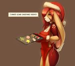 2019 anthro apron apron_only breasts christmas christmas_clothing christmas_headwear clothing colored comic cookie dialogue digital_media_(artwork) english_text female food freckles fur hair hat headgear headwear holidays lagomorph leporid looking_at_viewer mammal mostly_nude piper_(bralios) rabbit santa_hat simple_background solo text watsup