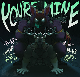 ambiguous_penetration anal anal_penetration animal_genitalia anthro belly big_belly body_hair chest_hair detailed_background dialogue dominant duo genitals glowing glowing_eyes glowing_tongue horn horn_grab male male/male onomatopoeia penetration rough_sex sex sheath size_difference smile sound_effects spade_tail tail text tongue tongue_out 1mp oddkong nurg deer deity demon imp mammal absurd_res digital_drawing_(artwork) digital_media_(artwork) hi_res