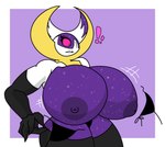 anthro anthrofied areola big_breasts bra breasts clothing exposed_breasts female huge_breasts hyper hyper_breasts nipples non-mammal_nipples nude purple_body simple_background solo surprise thick_thighs torn_clothing underwear wardrobe_malfunction enderbendr nintendo pokemon luna_(endrslendr) bat generation_7_pokemon legendary_pokemon lunala mammal pokemon_(species) digital_media_(artwork) hi_res