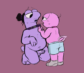 anthro bdsm bedroom_eyes belly bodily_fluids clothing duo footwear foreskin genitals kissing kneeling male male/male narrowed_eyes penis petplay puppyplay roleplay saliva saliva_string seductive size_difference small_dom_big_sub socks tail underwear tunafishhhh8 adult_swim cartoon_network smiling_friends pim_pimling ren_rene_(reanyx3) critter_(smiling_friends) hi_res