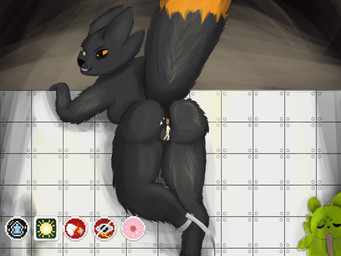 1_eye anthro anus black_body black_fur bodily_fluids butt cum cum_in_vagina cum_inside female fur genital_fluids genitals happy impregnation missing_eye missing_leg orange_body orange_eyes orange_fur presenting presenting_hindquarters prosthetic prosthetic_leg prosthetic_limb vulva coldsovereign casualties:_unknown rain_world videocult saint_(rain_world) expie_(gunsawian) gunsawian hi_res