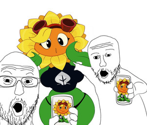 beard big_breasts breasts clothed clothing electronics eyewear eyewear_on_head facial_hair female flower gesture goggles goggles_on_head green_body group hand_gesture holding_object holding_phone looking_at_viewer male not_furry open_mouth phone plant pointing shirt thick_thighs thong topwear trio underwear white_body wide_hips fertilizing_(artist) electronic_arts plants_vs._zombies plants_vs._zombies_heroes popcap_games two_soyjaks_pointing solar_flare_(pvz) elemental_creature elemental_humanoid flora_fauna flower_creature human humanoid mammal plant_humanoid sunflower_(pvz) meme