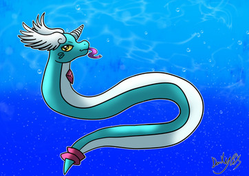 blue_body cheek_markings countershading facial_markings feathered_wings feathers feral gem head_markings horn markings red_markings serpentine swimming underwater unicorn_horn water white_body wings yellow_eyes darkvulpix9 nintendo pokemon fan_character gwini_(gyro) dragonair generation_1_pokemon pokemon_(species) hi_res