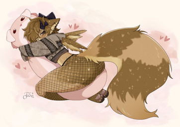 accessory ambiguous_gender anthro big_butt big_tail bow_ribbon butt clothing cropped_sweater ear_piercing eyewear facial_tattoo feathered_wings feathers fishnet_clothing fishnet_leggings fishnet_legwear glasses hair hair_accessory hair_bow hair_ribbon heart_symbol horn hug huge_tail hugging_object hugging_plushie leggings legwear male pawpads piercing pink_pawpads plushie ribbons round_glasses simple_background solo tail tattoo thick_thighs wearing_glasses wings fernixsss felid feline mammal absurd_res colored digital_drawing_(artwork) digital_media_(artwork) hi_res shaded