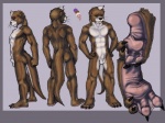 animal_genitalia anthro balls feet fully_sheathed genitals hindpaw male membrane_(anatomy) nude paws sheath side_view solo tail toes tongue tongue_out webbed_feet voondahbayosh milesway mammal mustelid otter 4:3 model_sheet shaded soft_shading