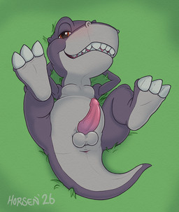 animal_genitalia animal_penis anus balls blush feral genitals grass looking_at_viewer male non-mammal_balls penis plant posing_for_the_viewer smile solo teeth_showing horsen don_bluth the_land_before_time chomper_(the_land_before_time) dinosaur prehistoric_species reptile saurischian scalie theropod tyrannosaurid tyrannosauroid tyrannosaurus tyrannosaurus_rex
