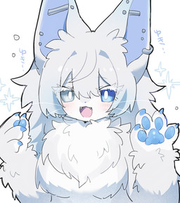 4_fingers anthro big_ears blue_claws blue_eyes blue_inner_ear blue_pawpads blush blush_lines breasts chest_tuft claws countershade_face countershade_fur countershade_hands countershade_torso countershading cute_fangs dialogue ear_piercing ear_ring ear_stud eyelashes fangs female female_anthro fingers fluffy front_view fur grey_body grey_ears grey_eyes grey_fur grey_hair hair handpaw heterochromia industrial_piercing kemono long_hair looking_at_viewer medium_breasts monotone_hair multicolored_body multicolored_fur naturally_censored open_mouth open_smile pawpads paws piercing pupils ring_piercing simple_background smile snow solo teeth text thick_fur tuft two_tone_body two_tone_fur whiskers white_background white_body white_countershading white_ears white_fur white_hair white_pupils spommmm domestic_cat felid feline felis mammal 2025 bust_portrait colored digital_media_(artwork) japanese_text portrait shaded simple_shading translated