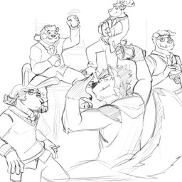 anthro antlers body_hair cigarette clothing eyewear facial_hair fangs food fur gesture glasses goggles group hand_gesture hat headgear headwear hoodie horn male markings muscular muscular_anthro muscular_male school_uniform sitting sleeveless_hoodie smile teeth text topwear uniform v_sign white_body white_fur zordykeaboo home_zomewhere_else chad_harman fred_kent leo_(hze) paulo_(hze) toto_(hze) canid canine canis deer dobermann domestic_dog german_shepherd herding_dog hybrid lagomorph leporid mammal mastiff molosser nordic_sled_dog pastoral_dog pinscher rabbit rottweiler samoyed spitz 1:1 hi_res monochrome sketch spanish_description